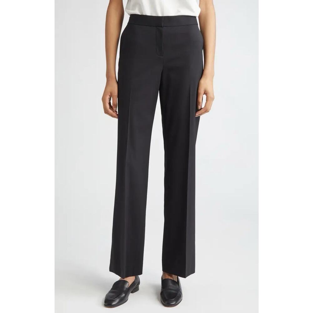 Lafayette 148 Irving Straight‎ Leg Stretch Wool Pants Black Women's Size 12 31”